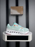 Textured mesh runner in mint and coral