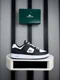Leather low-top in black and white with retro, skate, casual styling