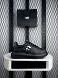 Smooth matte leather platform low-top with graphic patch