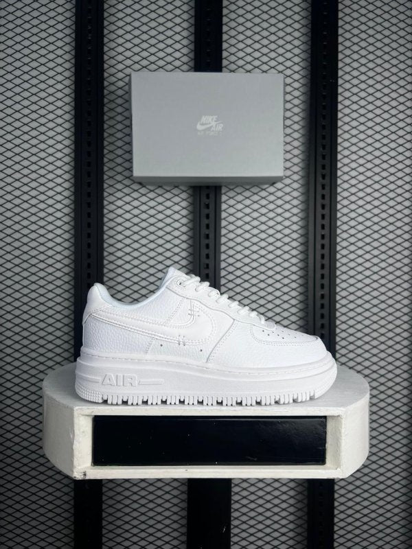 Tumbled leather platform trainer in triple white