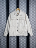 Distressed textured cream denim trucker jacket