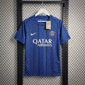 Geometric-pattern athletic short-sleeve top in royal blue