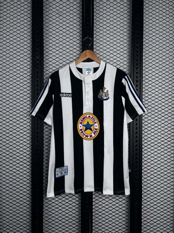 Black and white striped jersey with grandad collar