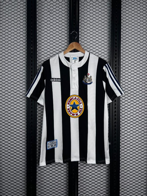 Black and white striped jersey with grandad collar
