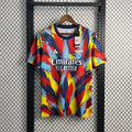 Polyester jersey in vibrant multicolor brushstroke print