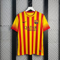 Gradient-cuff striped athletic jersey in yellow and red