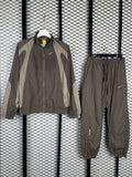 Crinkled nylon tracksuit with curved contrast panels