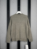Mock-neck ribbed knit jumper in heather taupe