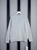 Heathered light grey ribbed mock-neck sweater