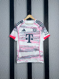 Glitch-stripe technical jersey in white with coral trim