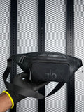 Chunky silver-tone zip belt bag in black nylon