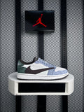 Brushed nubuck low-top in grey, blue and green
