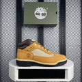 Matte wheat nubuck boot with textured sage inserts