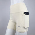 High-waisted compression bike shorts with side pockets