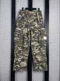 Olive multicam camouflage cargo trousers with integrated belt
