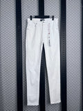 Slim-leg denim trousers in white with knee embroidery