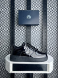 Rope-lace patent low trainer in triple black