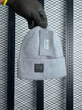 Fine-rib knit beanie gray