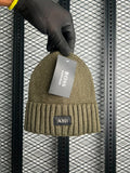 Cuffed knit beanie  in olive green
