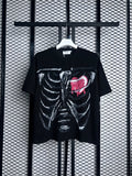 Textured-knit crewneck tee with skeleton ribcage graphic