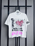 Heart and nails graphic textured tee in white