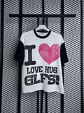 Textured-knit graphic ringer top in white and black